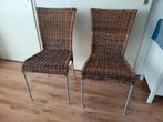 2 Rotan Eetkamerstoelen, Huis en Inrichting, Stoelen, Ophalen, Gebruikt, Twee, Bruin