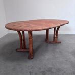 Vintage ronde grenen eettafel uitschuifbaar jaren 60 70 80, Ophalen, 100 tot 150 cm, Rond, Vijf personen of meer