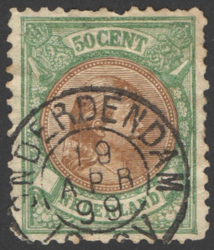 Nederland NVPH nr 45 gestempeld Kleinrondstempel Onderdendam, Postzegels en Munten, Postzegels | Nederland, Gestempeld, T/m 1940