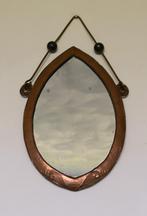 ✅ Wandspiegel AMSTERDAMSE SCHOOL gehamerd koper ca. 1920, Ophalen of Verzenden, Ovaal, Minder dan 50 cm, Minder dan 100 cm