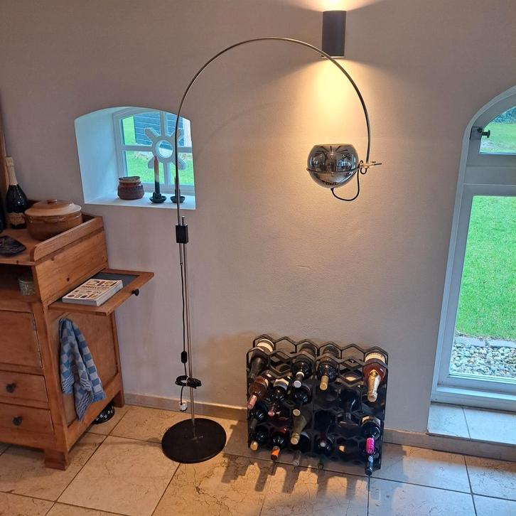 Vintage Gepo Amsterdam Arc of Booglamp jaren '60, Huis en Inrichting, Lampen | Vloerlampen, Gebruikt, 150 tot 200 cm, Metaal, Ophalen
