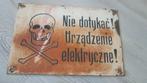 Doodsgevaar bord vintage 50s Polen skull doodskop, Reclamebord, Gebruikt, Ophalen of Verzenden