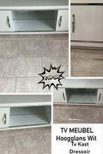 Tv Kast Dressoir, Ophalen, 100 tot 150 cm, 25 tot 50 cm, Glas