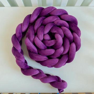 Gevlochten bedbumper - bedomrander - paars - 3 meter beschikbaar voor biedingen