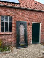 Teakhouten Voordeur met Sierlijk Rooster, Doe-het-zelf en Verbouw, Deuren en Horren, Ophalen, Gebruikt, 80 tot 100 cm, Buitendeur