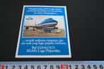 sticker KLM   KLM's Lage Prijzenlijn *, Ophalen, Zo goed als nieuw