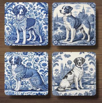 Drentsche Patrijshond Delfts Blauw onderzetters met houder beschikbaar voor biedingen