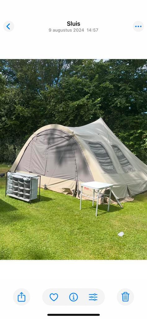 Gratis af te halen; Redwood Maclura 320 (familie) tent, Caravans en Kamperen, Tenten, Gebruikt, Ophalen of Verzenden