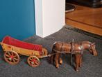 Antiek Houten Speelgoed Paard met enkelspantuig en Kar, Antiek en Kunst, Antiek | Speelgoed, Ophalen of Verzenden