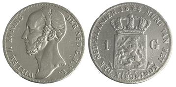Mooie gulden 1848 Willem II F-Zfr beschikbaar voor biedingen