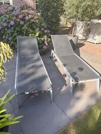 Twee ligbedden aluminium/textileen, Ophalen, Zo goed als nieuw, Aluminium, Verstelbaar