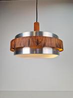Vintage Hanglamp teak alu Scandinavisch Space ‘60, N, Vintage, Ophalen of Verzenden, N