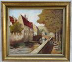Vlaamse School: De Peerdenbrug te Brugge, ca. 1925, Antiek en Kunst, Kunst | Schilderijen | Klassiek, Ophalen of Verzenden