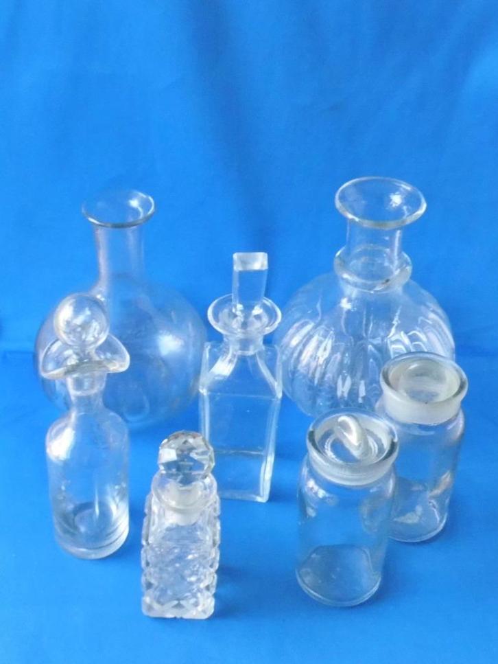 Zeven karaffen en stopflessen., Antiek en Kunst, Antiek | Glas en Kristal, Ophalen of Verzenden