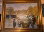Schilderij woonboot Amstel bij stopera Amsterdam., Ophalen of Verzenden