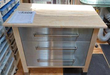 Ikea Varde keukenelement / werkbank/ commode met 3 RVS lades beschikbaar voor biedingen