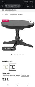 Zwarte ronde eettafel ikea, Gebruikt, Rond, Ophalen of Verzenden, Minder dan 50 cm