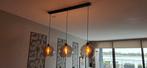Eettafel hanglamp met 3 rookglazen bollen. Inclusief lampen, Huis en Inrichting, Lampen | Hanglampen, Ophalen, Zo goed als nieuw