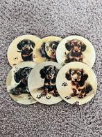 Set van 6 Ronde Onderzetters – Teckelprint, Verzenden, Nieuw, Glas of Kopje