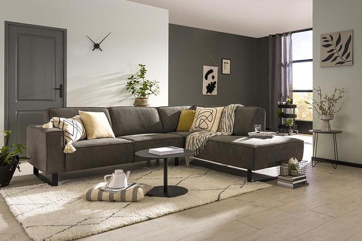 Hoekbank antraciet, Huis en Inrichting, Banken | Bankstellen, Zo goed als nieuw, Hoekbank, Vierpersoons of meer, 250 tot 300 cm