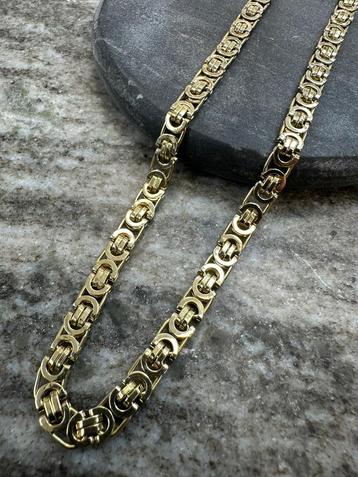 Prachtige 14k gouden platte koningsketting | ITALY beschikbaar voor biedingen