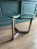 Bijzettafel rvs, Huis en Inrichting, Tafels | Bijzettafels, 45 tot 60 cm, Gebruikt, Metaal of Aluminium, Rond