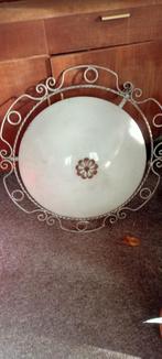 Vintage Plafondlamp met Bloemmotief, Huis en Inrichting, Ophalen, Gebruikt, Glas, Vintage