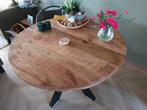 Ronde houten eettafel mangohout als nieuw., Huis en Inrichting, Tafels | Eettafels, Gebruikt, Rond, Ophalen of Verzenden, Industrieel