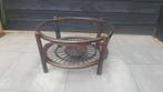 Ronde Rotan salontafel met glasplaat - Vintage jaren 60-70, 50 tot 100 cm, Minder dan 50 cm, Rond, Gebruikt