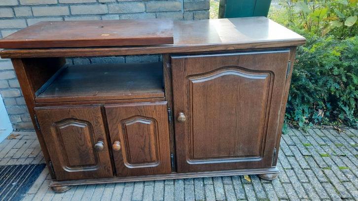 Eiken houten kastje voor audio, gratis op te halen!, Huis en Inrichting, Kasten | Dressoirs, Zo goed als nieuw, 50 tot 100 cm