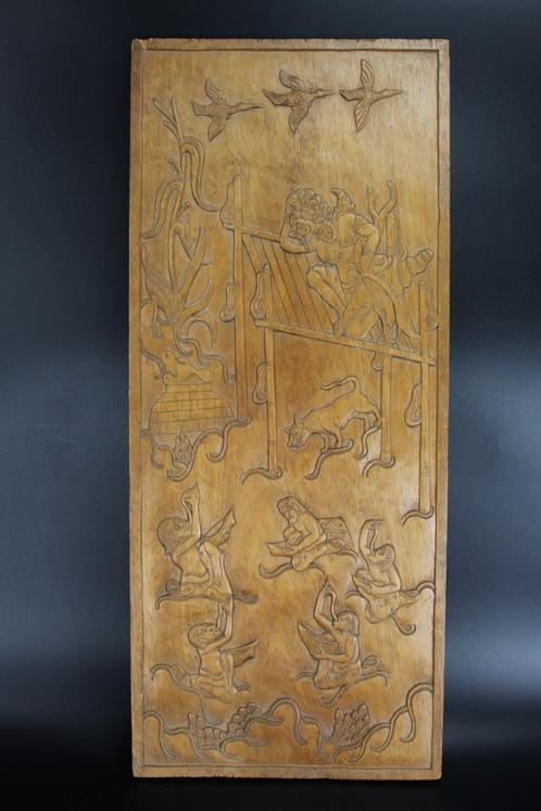 Balinees snijwerk volkskunst hout Hindoe Indonesisch Indisch, Antiek en Kunst, Kunst | Niet-Westerse kunst, Ophalen of Verzenden