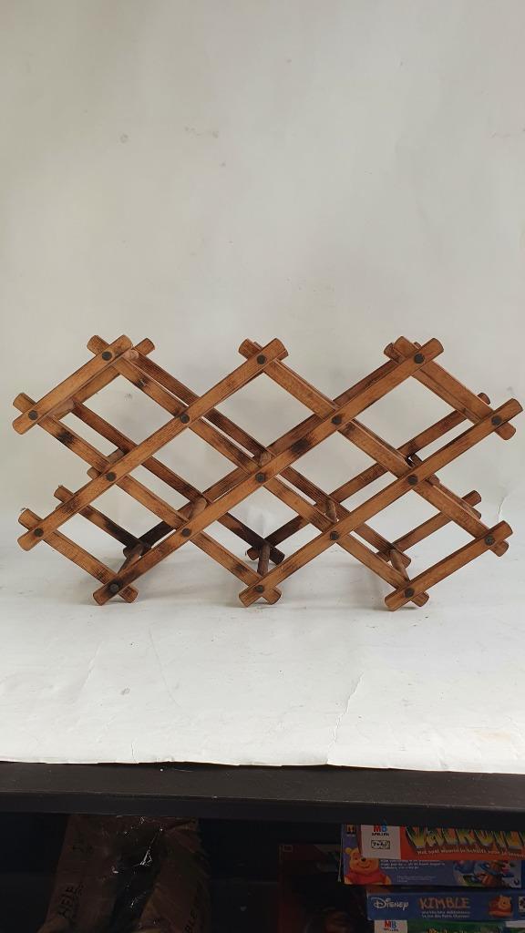Vintage houten wijnrek voor 10 flessen. Inklapbaar. S41, Huis en Inrichting, Woonaccessoires | Wijnrekken, Gebruikt, Minder dan 50 cm