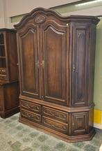 Massief eiken wandkast met toog, Ophalen, Gebruikt, 200 cm of meer, Klassiek