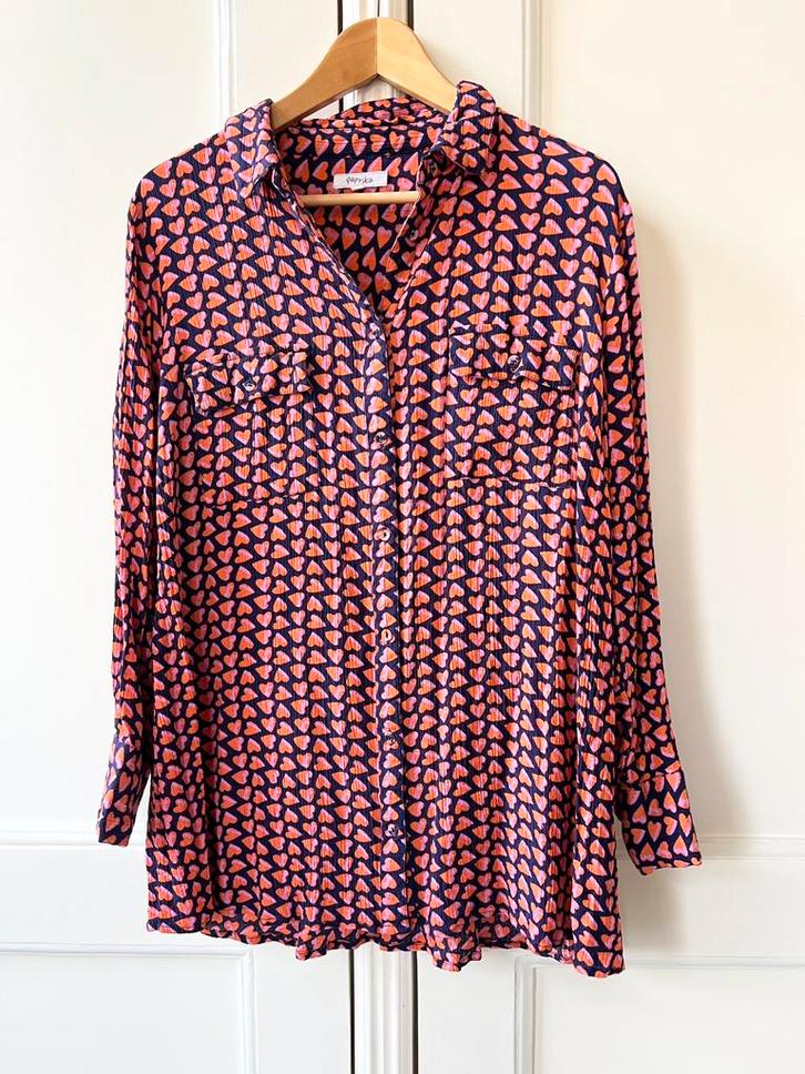 Paprika blouse donkerpaars/oranje/roze, maat 3 (46), Kleding | Dames, Blouses en Tunieken, Zo goed als nieuw, Maat 46/48 (XL) of groter