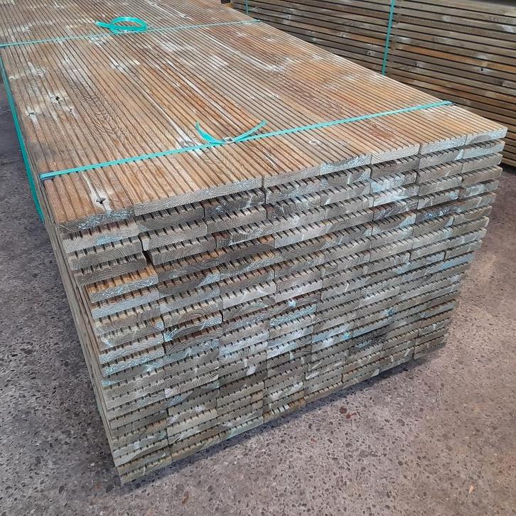 Geïmpregneerde grenen vlonderplanken, terras, vlonderdelen, Tuin en Terras, Terrasdelen en Vlonders, Nieuw, Hout, Ophalen