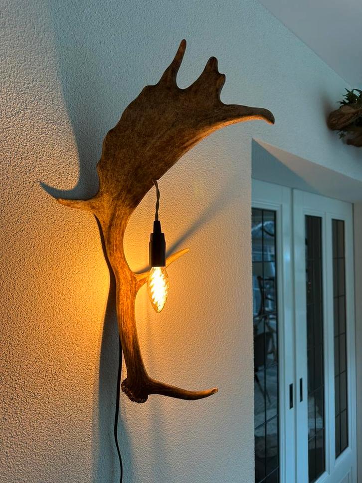 Geweien geweienlamp jacht Veluwe geweien edelhert wandlamp., Huis en Inrichting, Lampen | Wandlampen, Nieuw, Ophalen of Verzenden