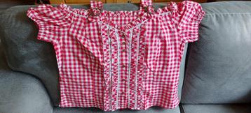Oktoberfest/Bierfeest Geruite dames blouse rood/wit beschikbaar voor biedingen