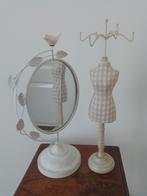 Te koop bijouterie set spiegel vogel en sieraden mannequin, Ophalen, Gebruikt, Wit, Overige typen