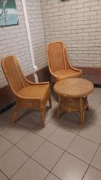 Riet/ Rotan stoelen met tafel, Ophalen, Zo goed als nieuw, Rotan