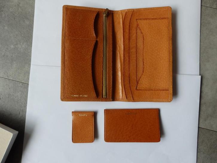 Varkensleren portefeuille Portemonnee Adres boekje postzegel, Sieraden, Tassen en Uiterlijk, Portemonnees, Nieuw, Bruin, Leer