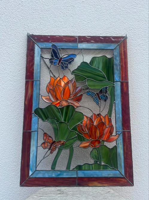 glas in lood paneel kunstwerk, Doe-het-zelf en Verbouw, Glas en Ramen, Ophalen of Verzenden