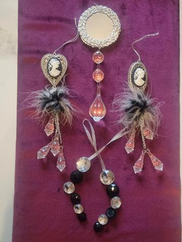 Brocante Kerstboomhangers met Strassteentjes - Set van 5 beschikbaar voor biedingen