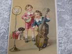 Oude Kaart - Zingende Kinderen / Banjo / Cello / Hondje, Verzamelen, Ansichtkaarten | Themakaarten, Ongelopen, Kinderen, 1920 tot 1940