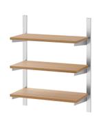 Ikea Ophangrail met planken en stang, roestvrij staal/essen, Huis en Inrichting, Woonaccessoires | Wandplanken en Boekenplanken