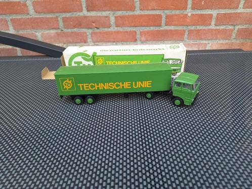 Daf 2800 trekker met eurotrailer oplegger TU technische Unie, Hobby en Vrije tijd, Modelauto's | 1:50, Gebruikt, Bus of Vrachtwagen