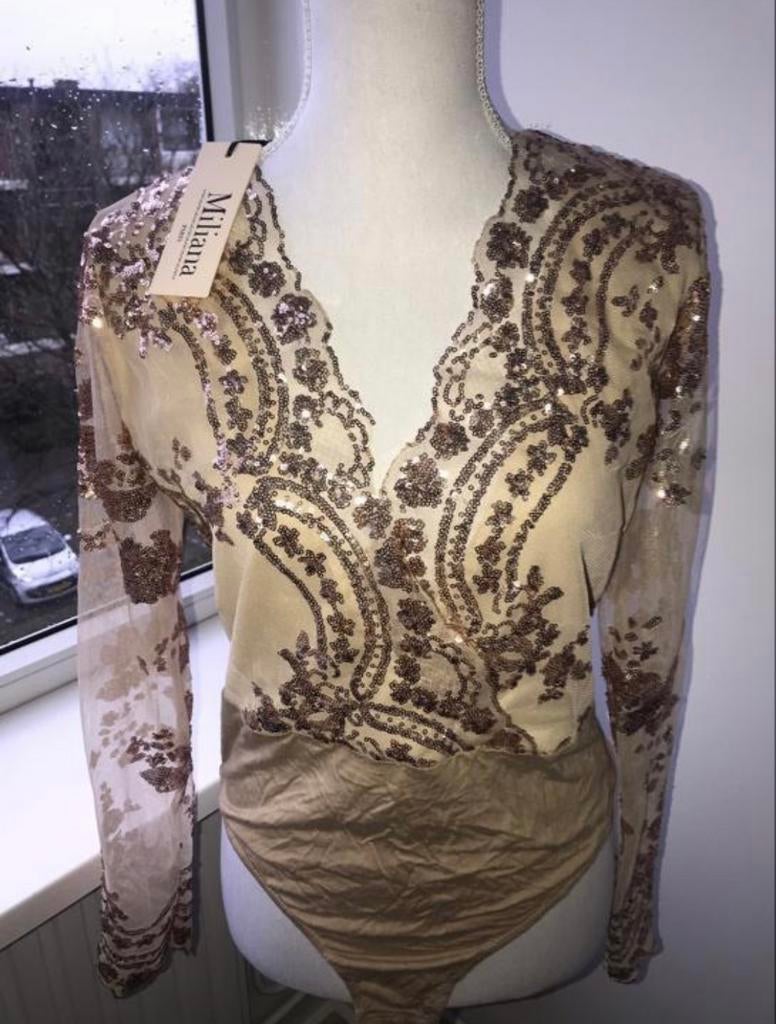 Glitter Body - Maat S - Merk Miliana, Kleding | Dames, Ondergoed en Lingerie, Ophalen of Verzenden, Zwart, Body of Korset