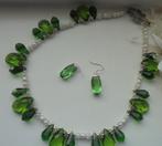 handwerk ketting+zilveren oorbellen, Nieuw, Ophalen of Verzenden, Met edelsteen, Zilver