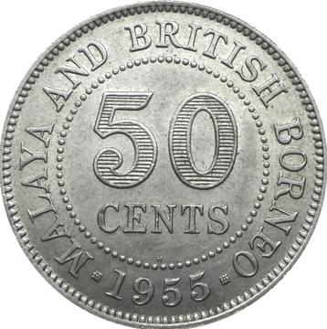 Malaya en Brits-Borneo 50 cents 1955 (UNC) beschikbaar voor biedingen