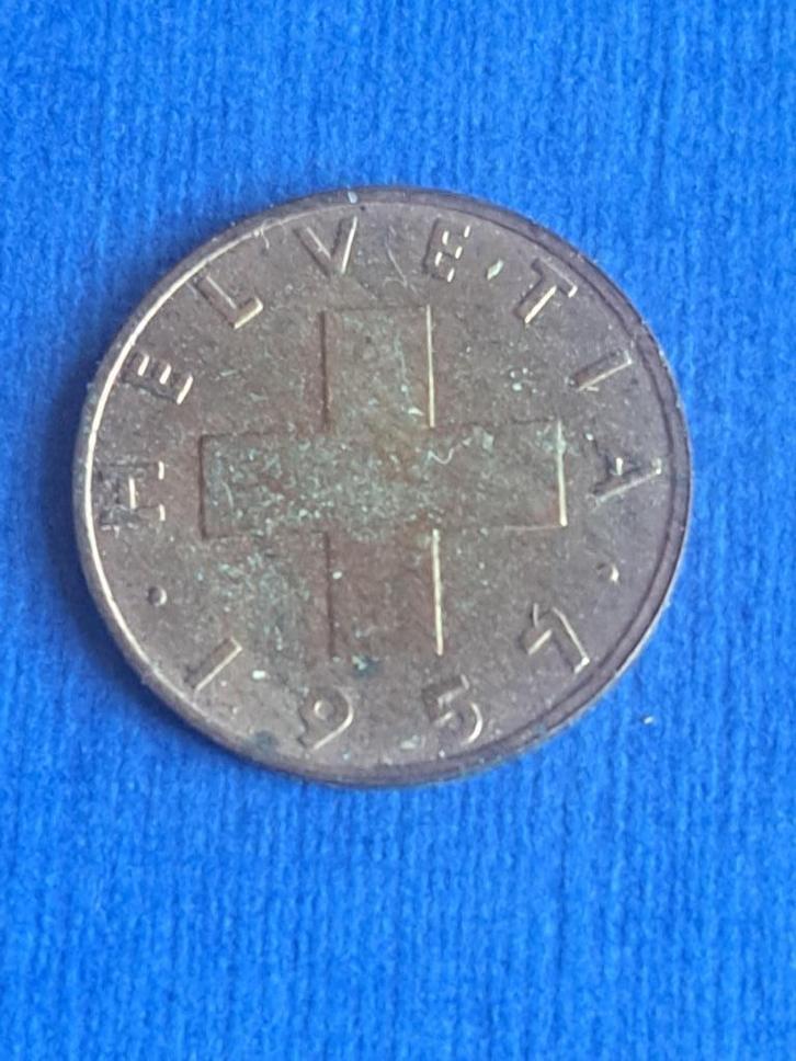1957 Zwitserland 2 rappen in brons, Postzegels en Munten, Munten | Europa | Niet-Euromunten, Losse munt, Overige landen, Verzenden