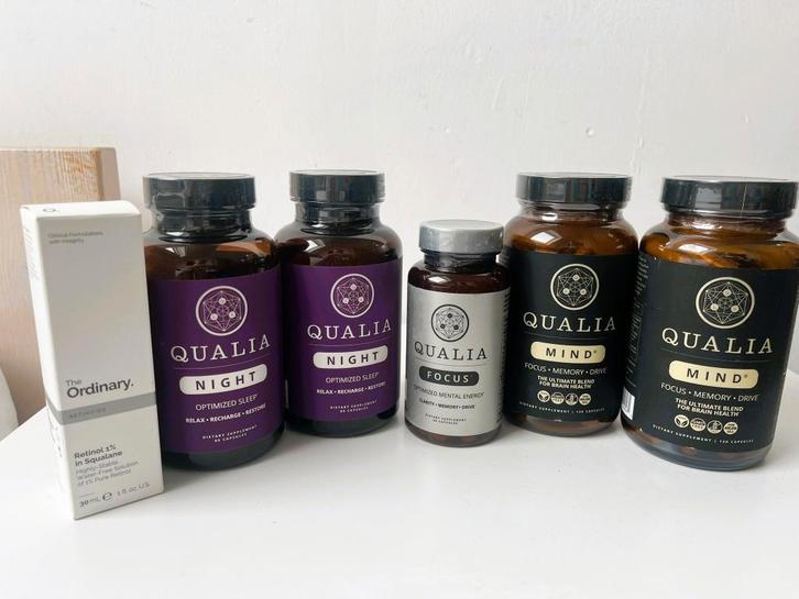 Qualia Night, Focus, Mind pillen&The ordinary retinol serum, Sport en Fitness, Gezondheidsproducten en Wellness, Nieuw, Overige typen